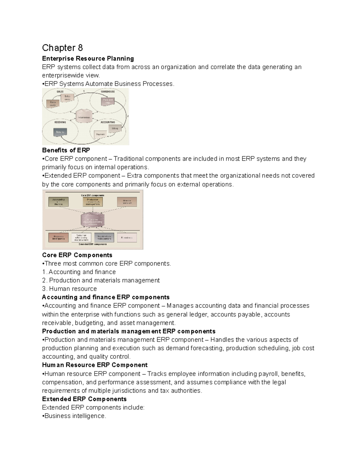 Chapter Chapter Enterprise Resource Planning Erp Systems Collect Data From Across An Studocu