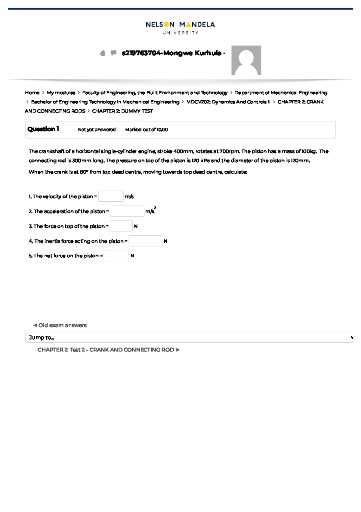 Chapter 2 Dummy TEST - Helps for Practise - Question 1 Not yet answered ...