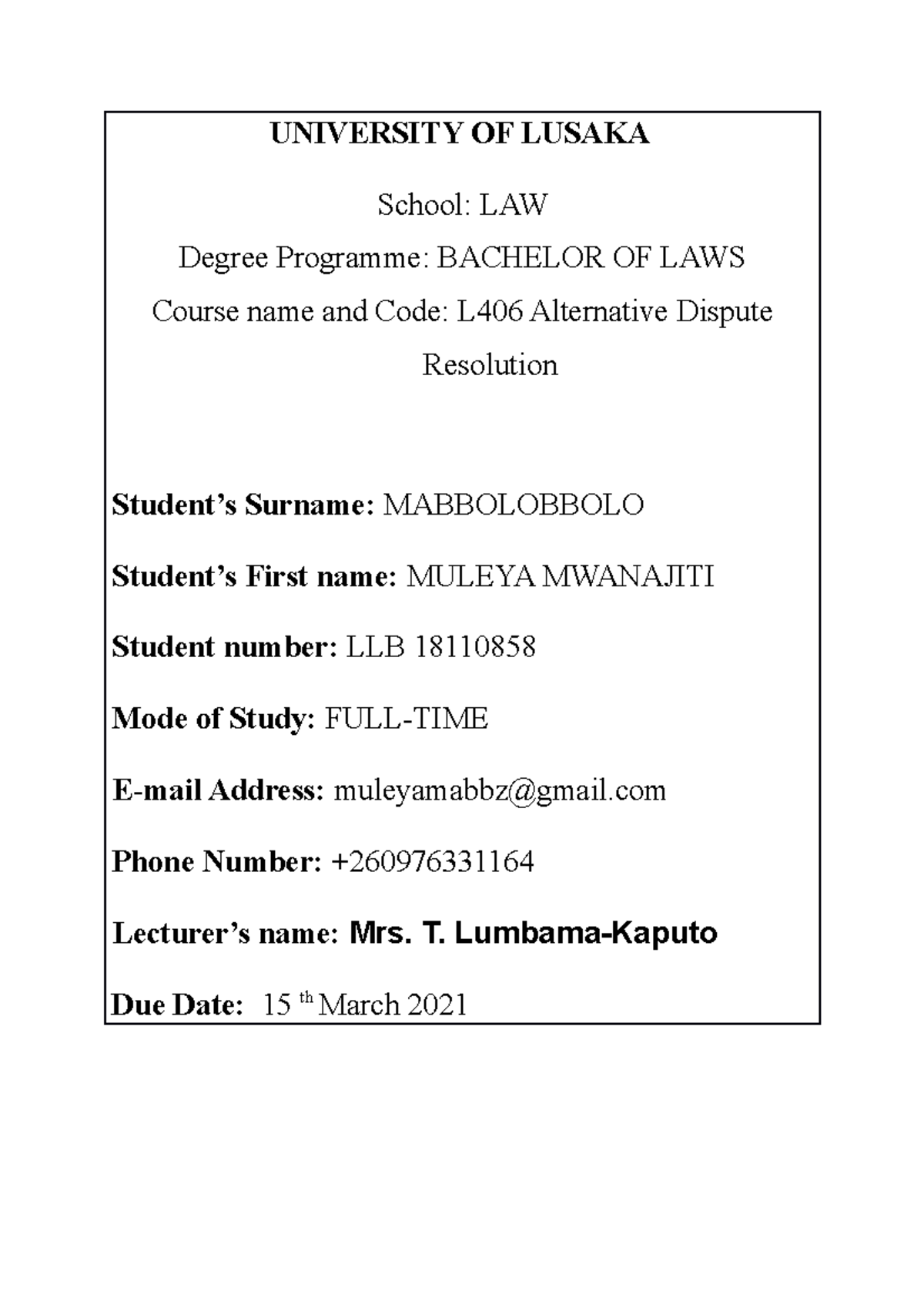 Various Alternative Dispute Resolution Mechanisms University Of Lusaka School Law Degree Various Alternative Dispute Resolution Mechanisms University Of Lusaka School Law Degree