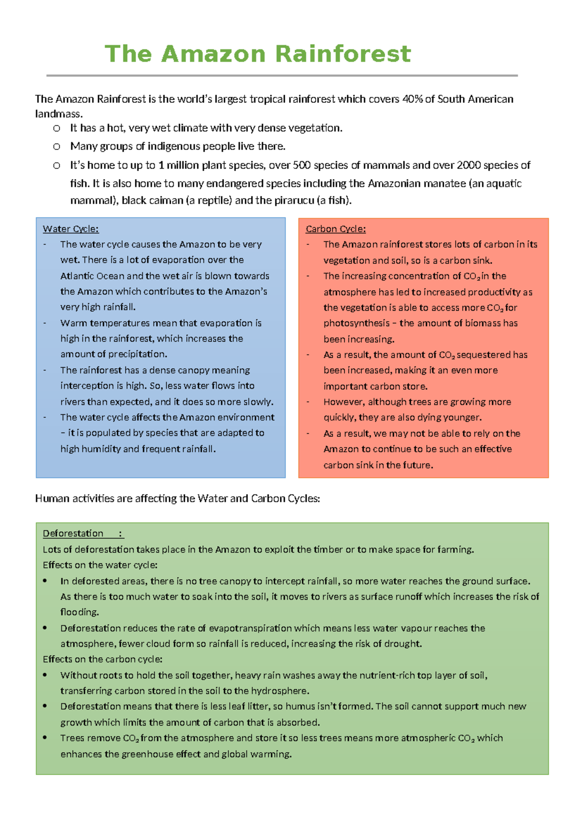 amazon rainforest case study igcse