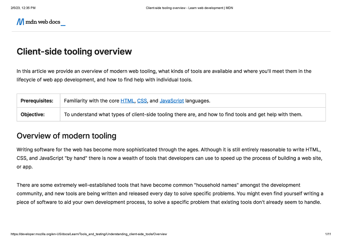 Client-side Tooling Overview - Learn Web Development MDN - Client-side ...