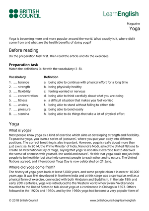 Learn English-Magazine-Yoga - Magazine Yoga Yoga is becoming more