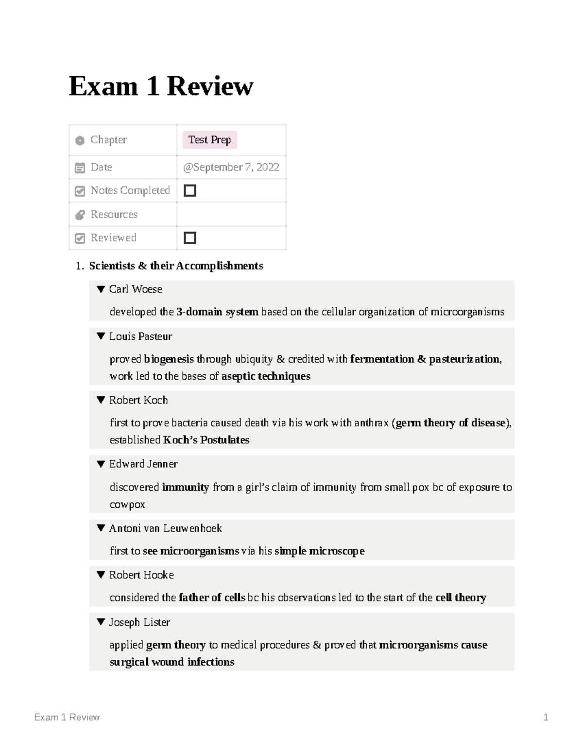 Exam 1 Review - Study Guide For The First Microbiology Exam Covers Chapters 1, 3, 4 And 5 Of ...