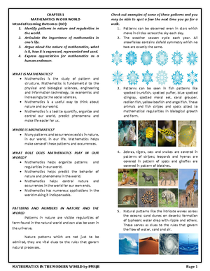 1.1 - Patterns And Numbers In Nature And The World - Chapter 1. Lesson ...