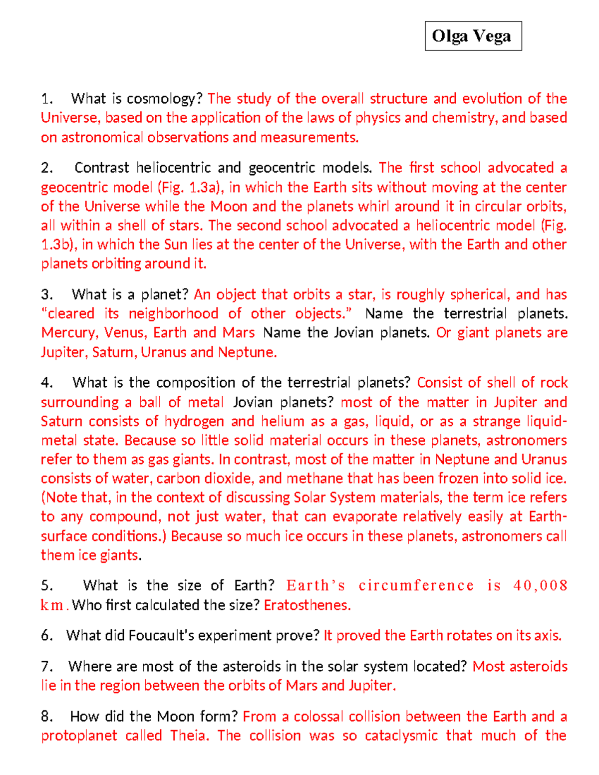 Test I Review Questions - What is cosmology? The study of the overall ...