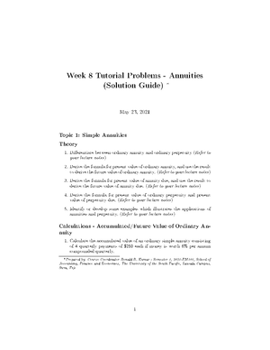 Tutorial Solutions - financial maths - USP - Studocu