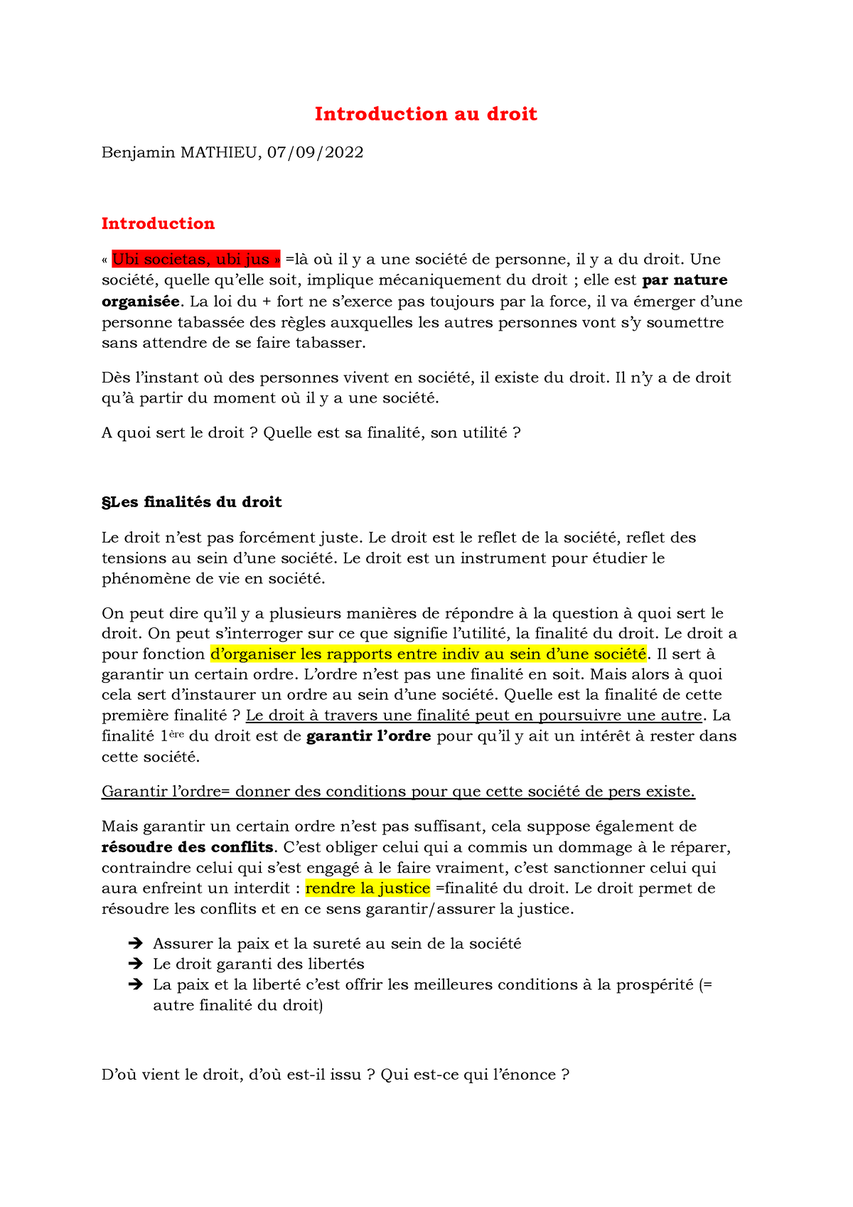 Introduction Au Droit (par Erin ) - Introduction Au Droit Benjamin ...