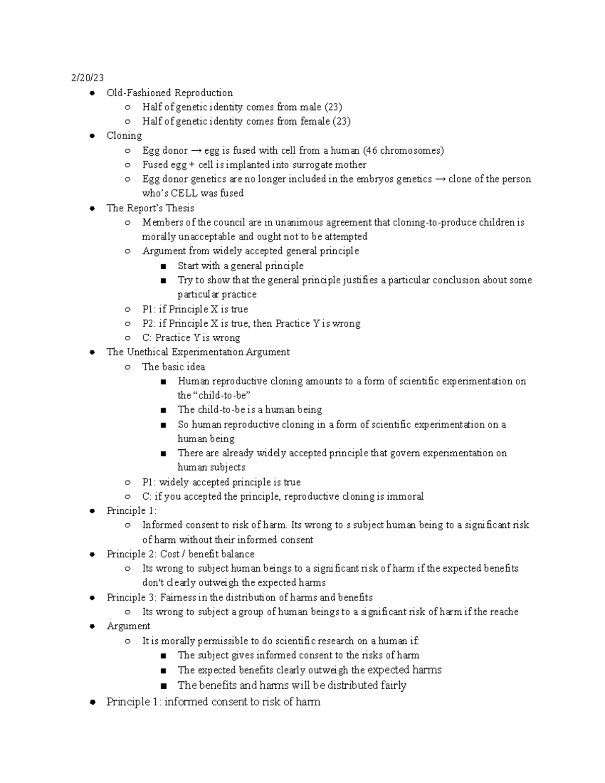 PHIL 1200 Lecture Notes Pt. 2 - 2/20/ Old-Fashioned Reproduction Half ...