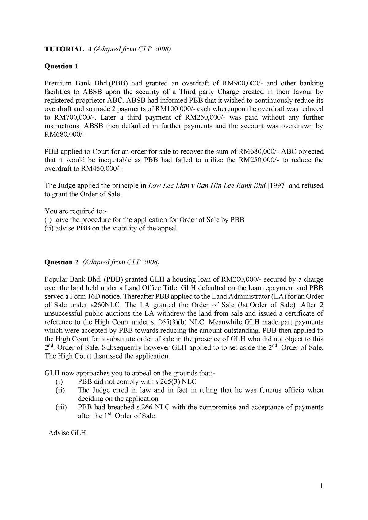 Tutorial 4 - UKM Marketing 2023 - 1 TUTORIAL 4 (Adapted From CLP 2008 ...