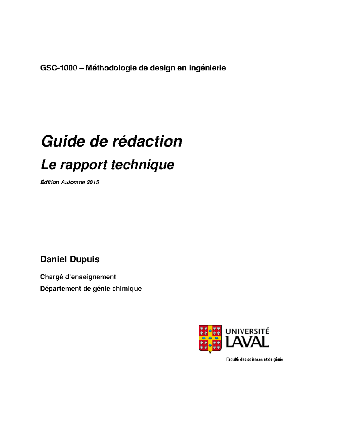 Redaction Technique Gsc 1000 Méthodologie De Design En Ingénierie