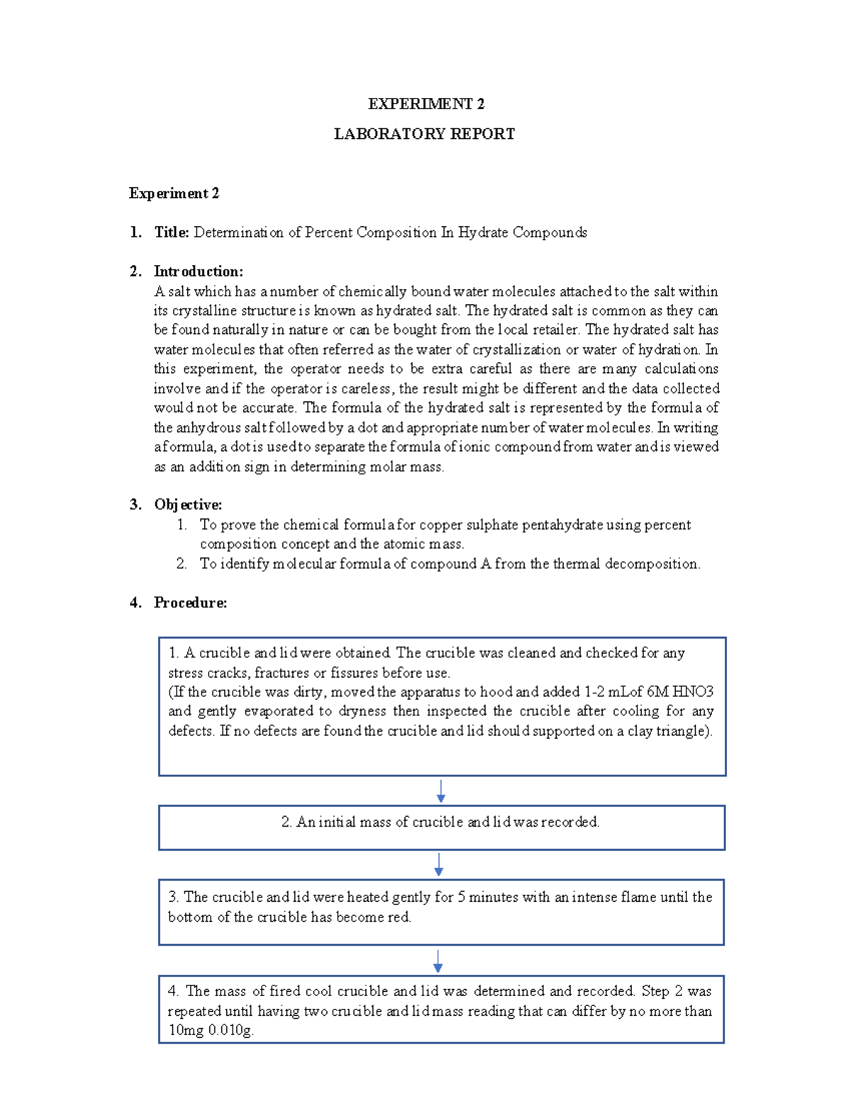 chm-138-chm-138-determination-of-percent-composition-in-hydrate