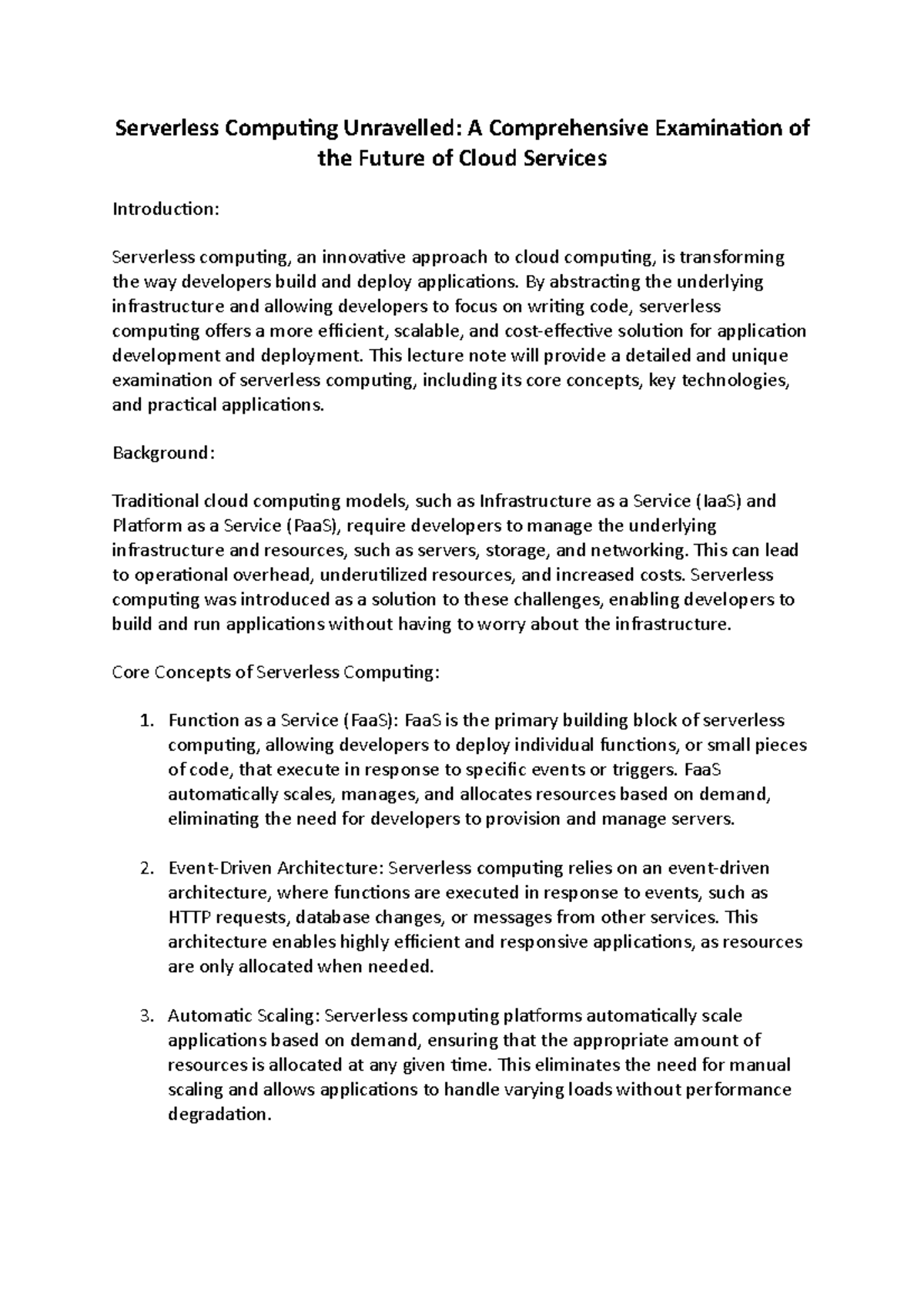 Serverless Computing Unravelled- A Comprehensive Examination of the ...
