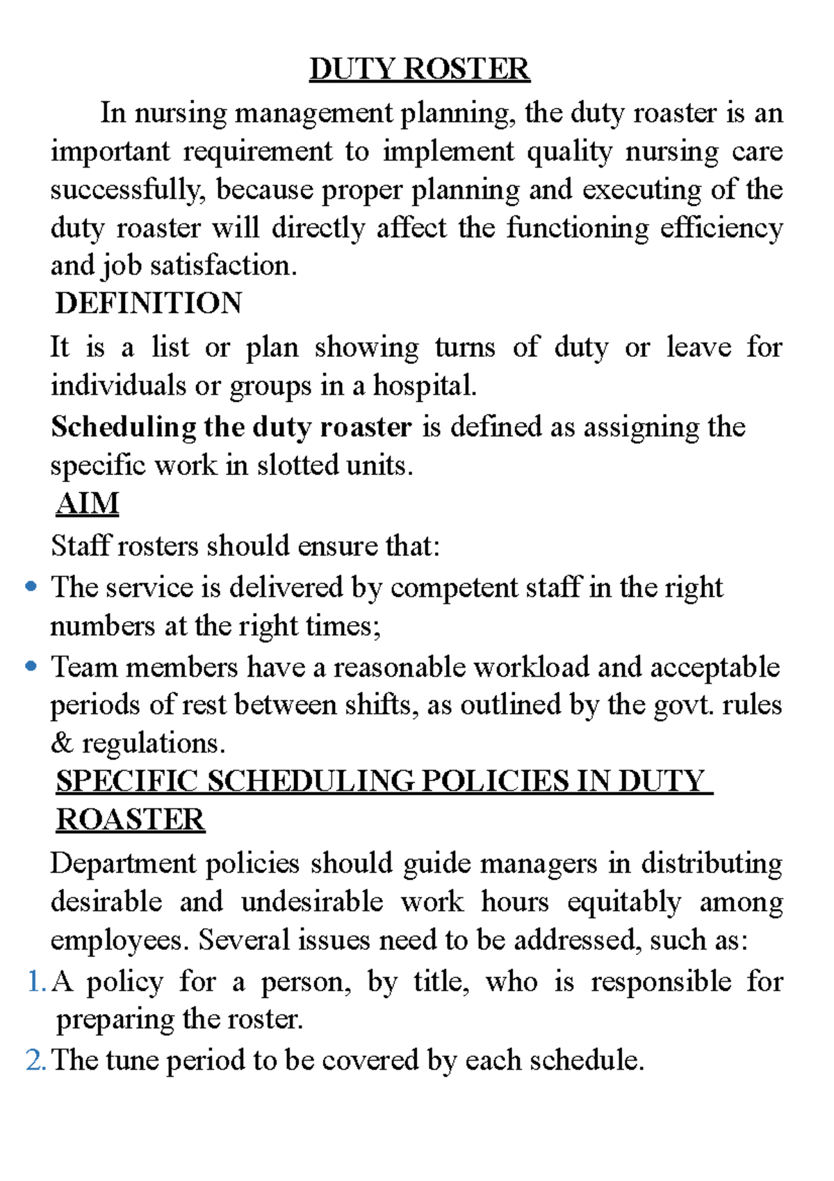 Duty Roster Meaning In Malayalam