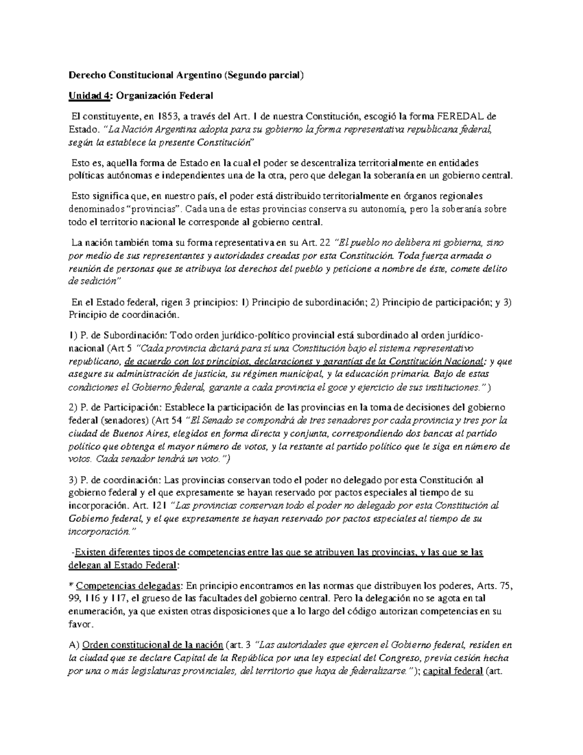 Derecho Constitucional Argentino Parcial Resumen - Derecho ...