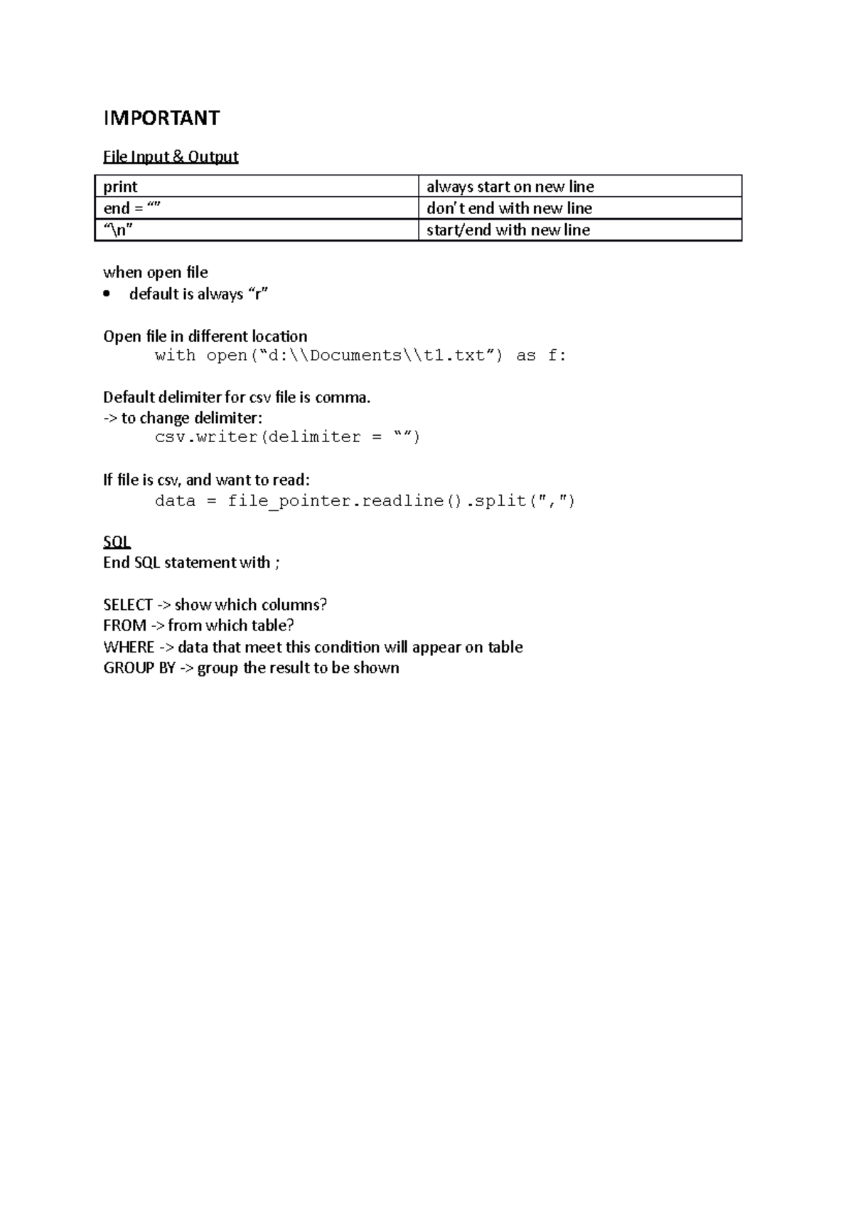 Python notes 2 - help with the tests - IMPORTANT File Input & Output ...