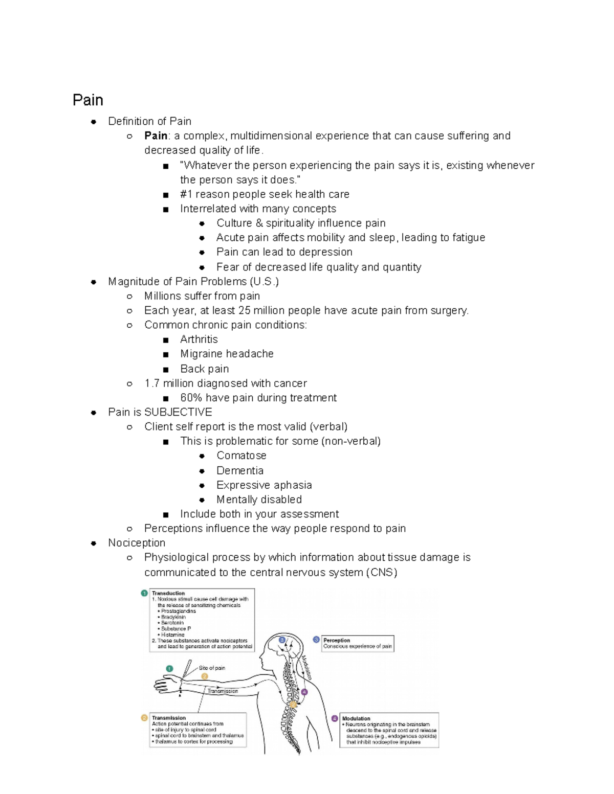 NUR 206 Pain - Pain - Pain Definition of Pain Pain: a complex ...