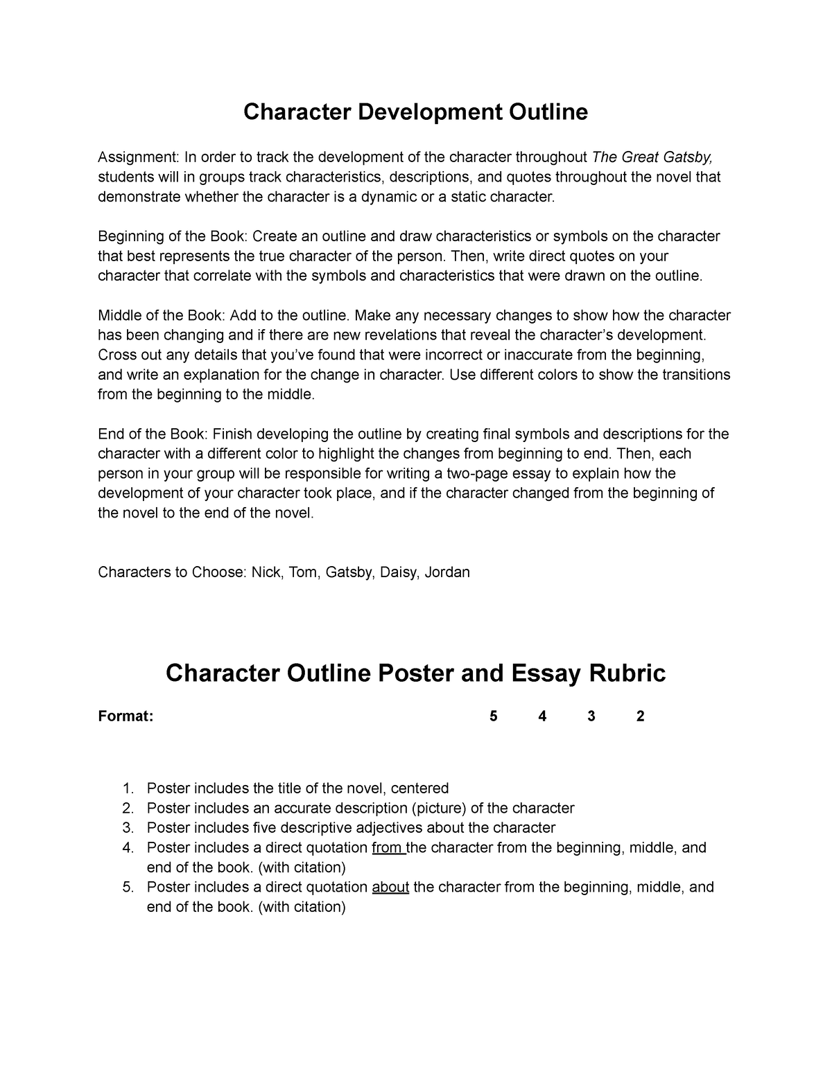 Results for character analysis outline | TPT