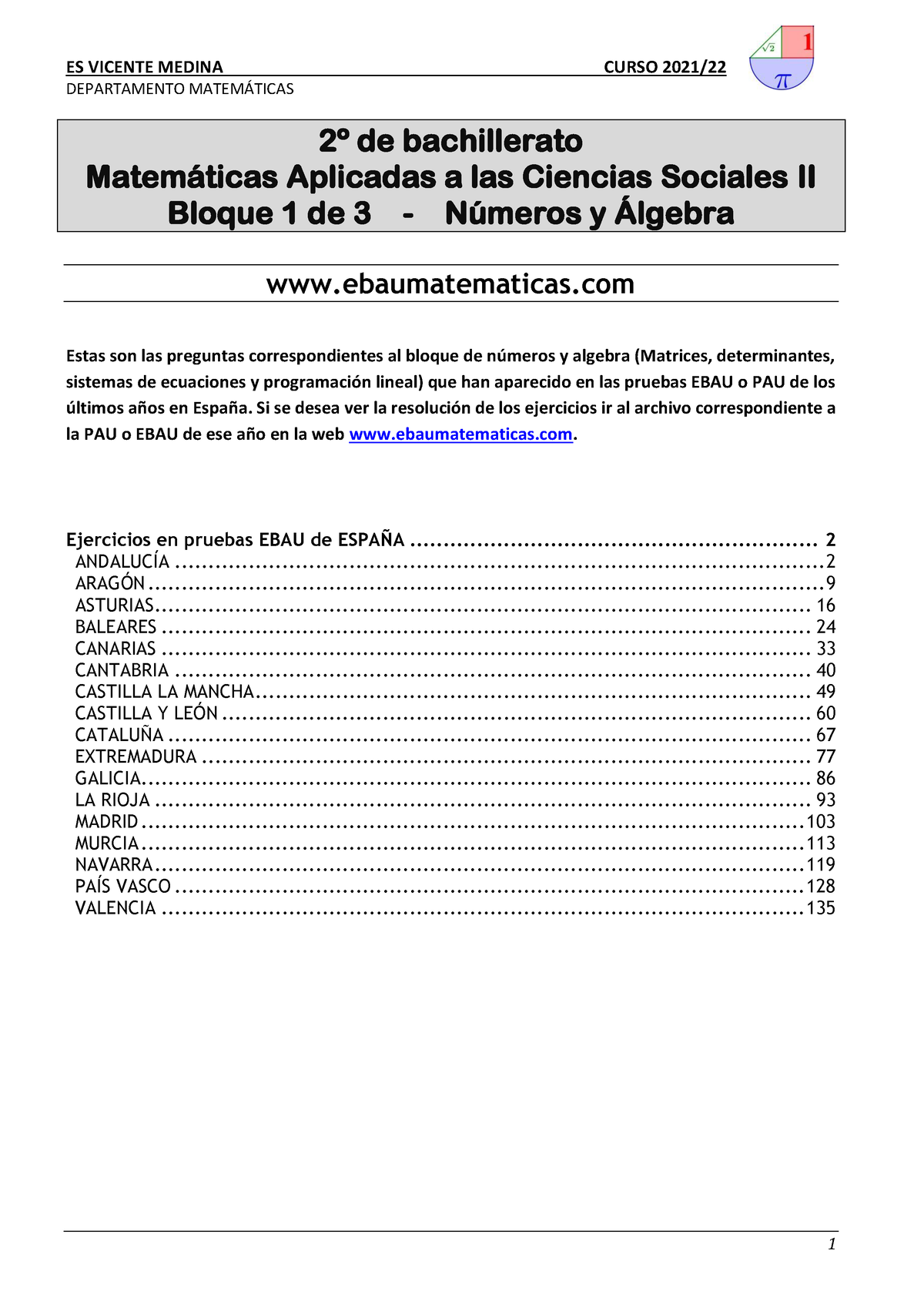 2o Bach CCSS Iesvm 2021-22 1 - DEPARTAMENTO MATEM¡TICAS 1 2 ∫ De ...