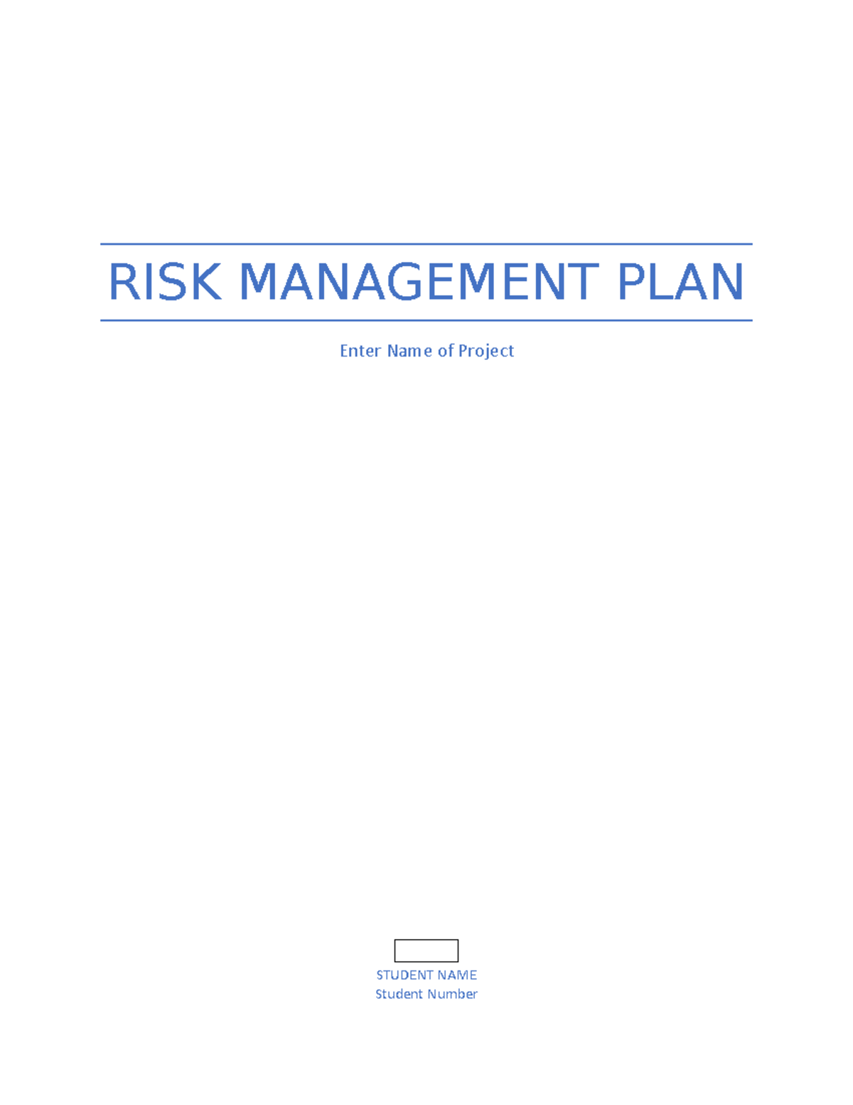 MGMT8650 Risk Management Plan Template Student - RISK MANAGEMENT PLAN ...