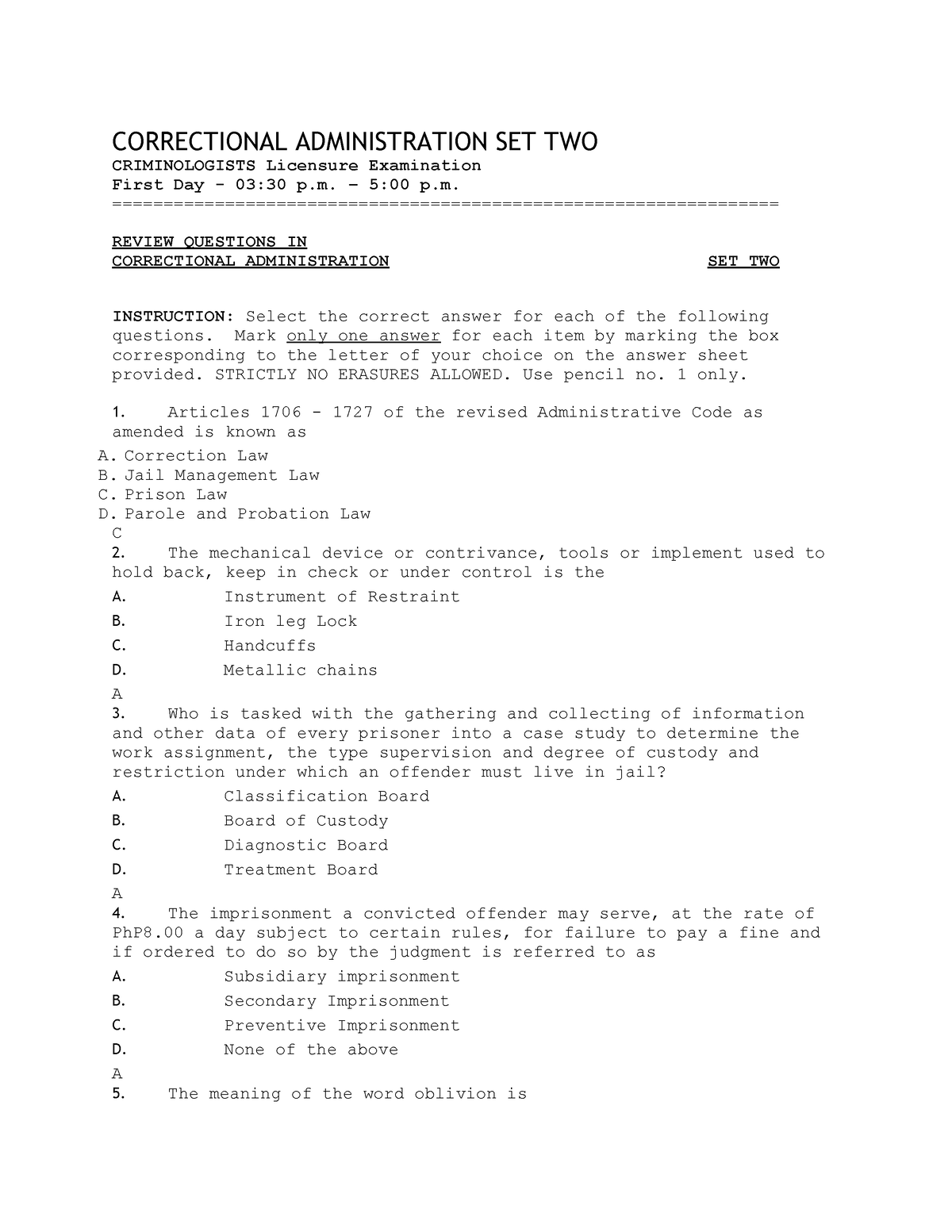 Corrections-2 - Lecture Notes - CORRECTIONAL ADMINISTRATION SET TWO ...