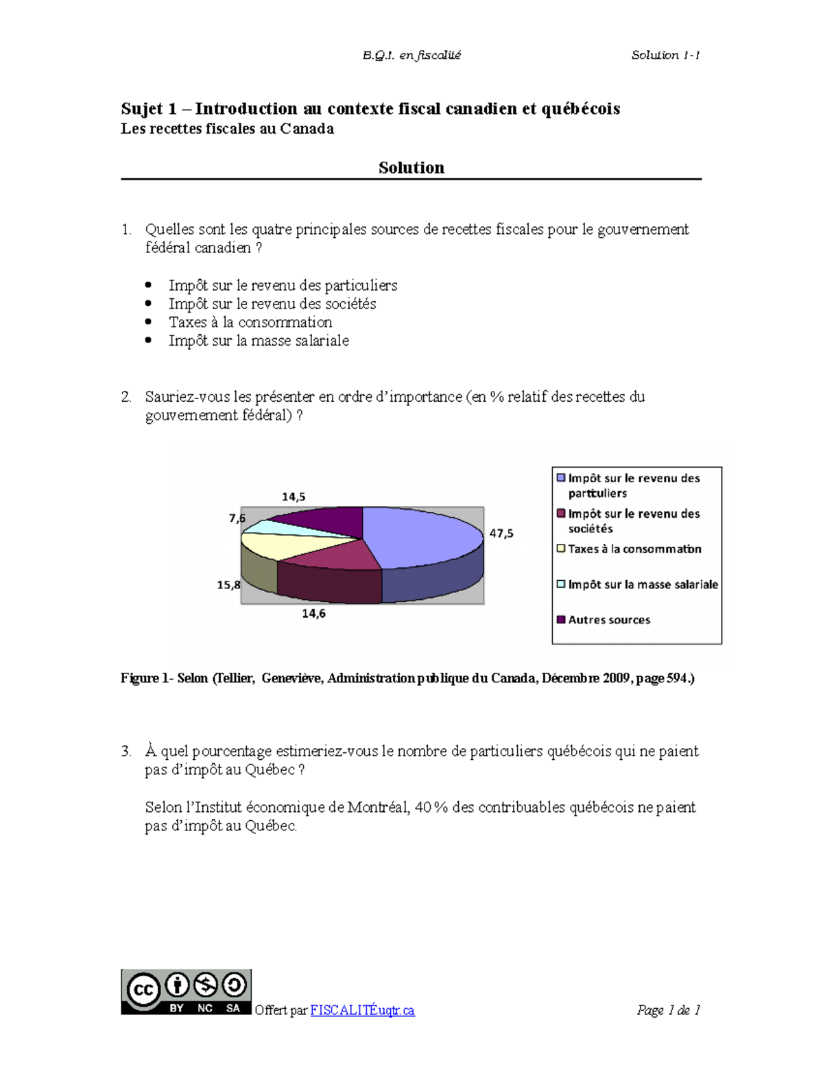 Solution 1-1 - Simulation Pratique + Note De Cours - B.Q. En Fiscalité ...