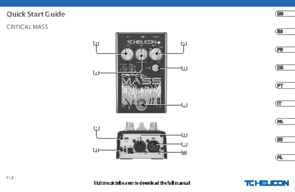 Critical mas manual - (9) (1) (2) (3) (4) (5) (6) (7) (8) (10) Quick ...