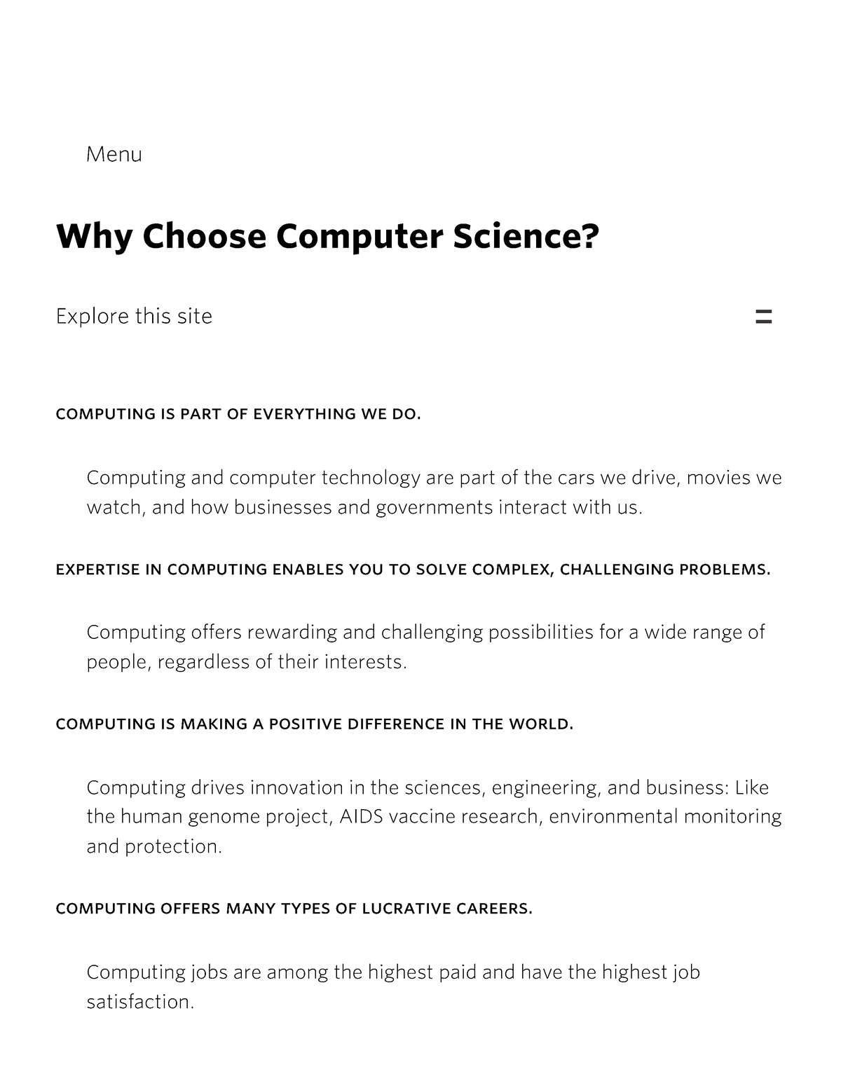 why choose computer science essay