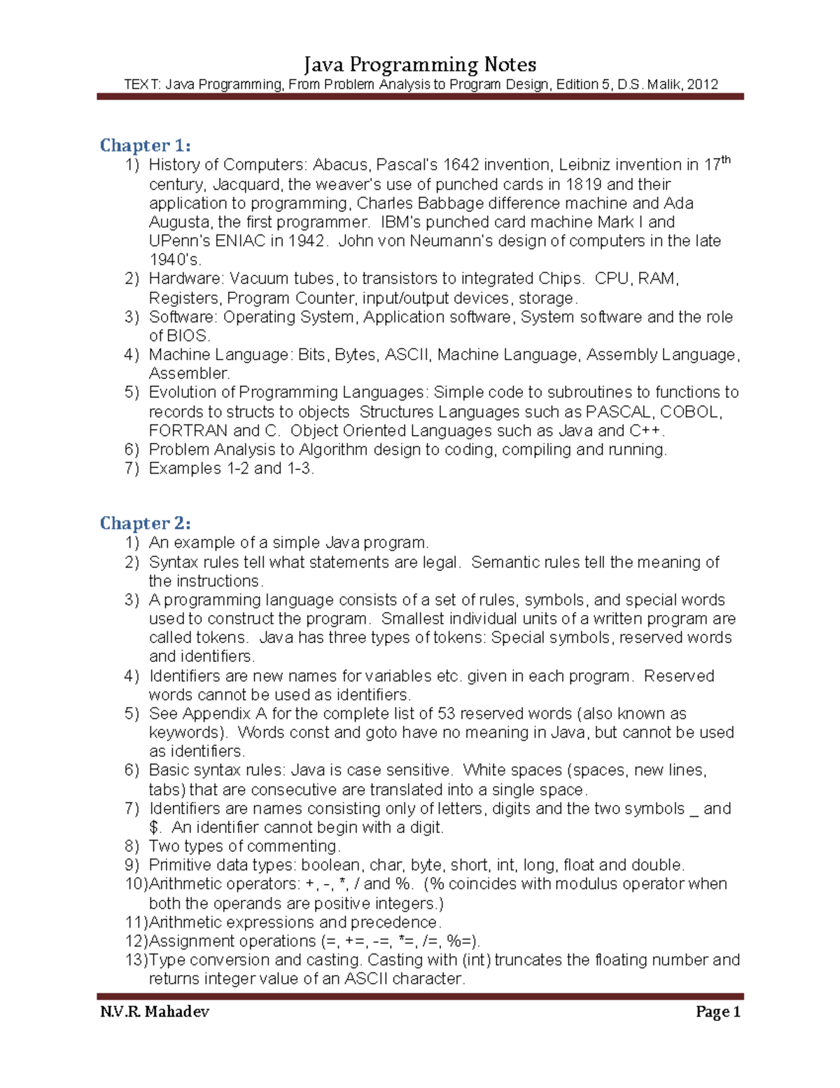 CSC1500Notes - Java Programming Notes TEXT: Java Programming, From ...