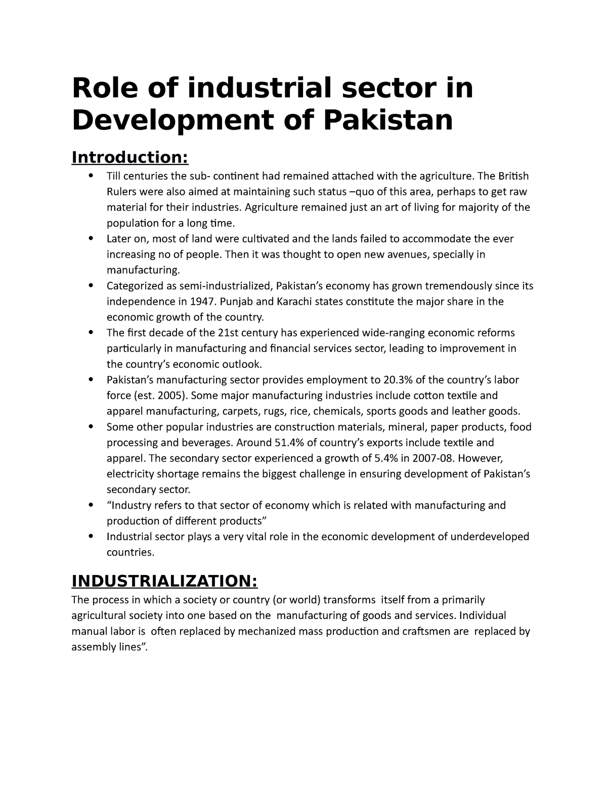 role-of-industrial-sector-in-development-of-pakistan-role-of