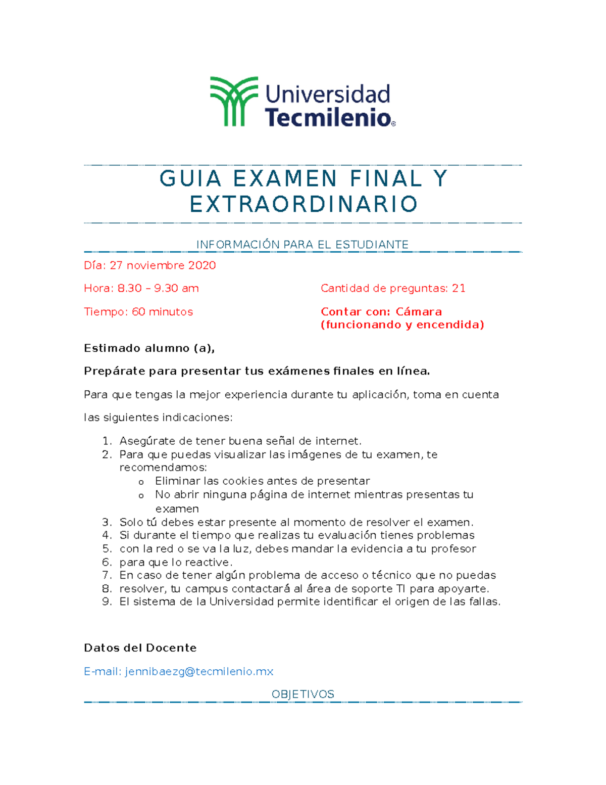 Guia Examen Final - ... - G U I A E X A M E N F I N A L Y E XT RAO R D ...