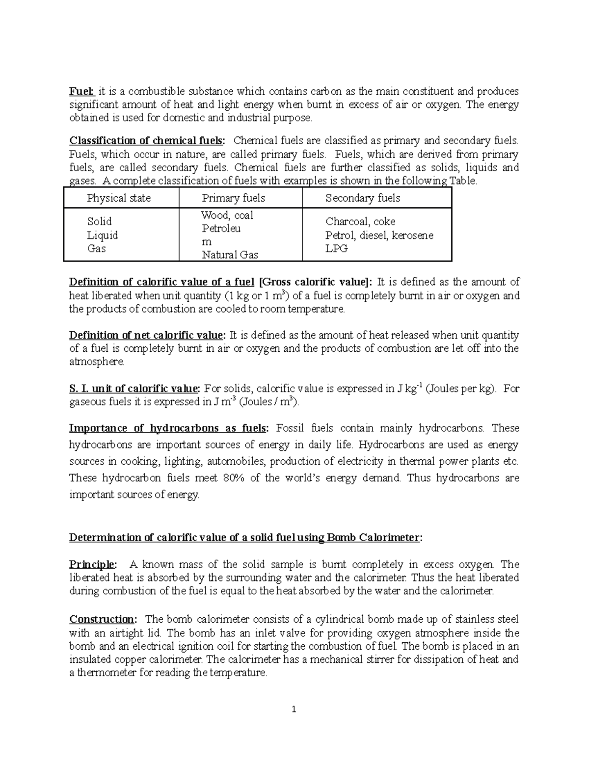 New chemical fuel & solar cell notes 2022 - Fuel: it is a combustible ...