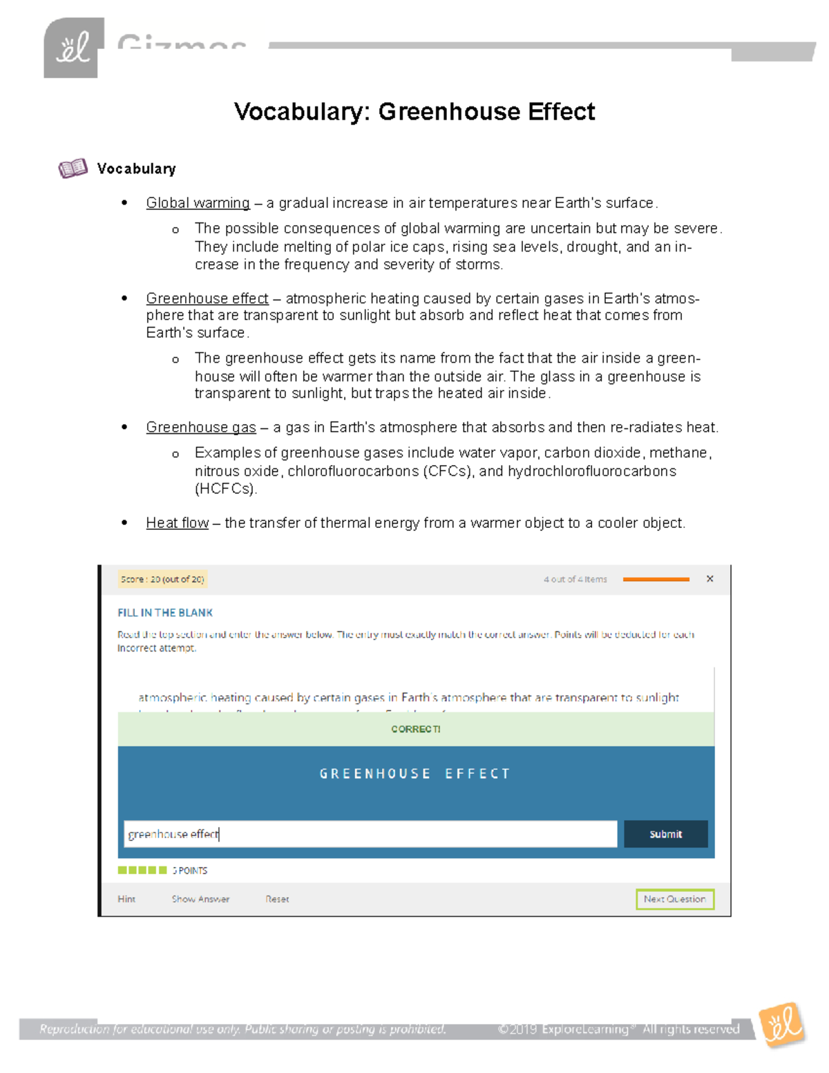 Greenhouse Effect Vocab 2019 Vocabulary Greenhouse Effect Vocabulary