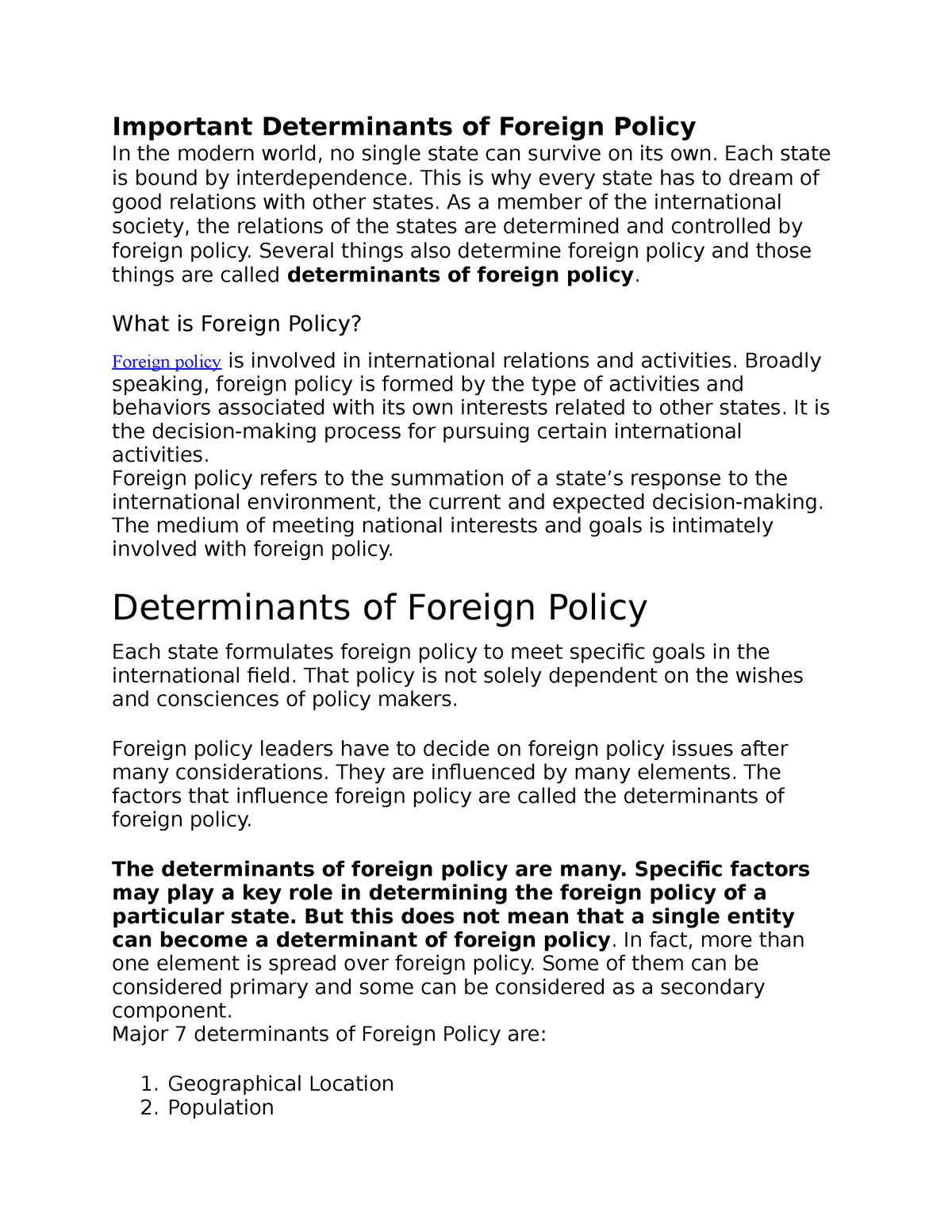 Important Determinants Of Foreign Policy Each State Is Bound By Interdependence This Is Why 4660