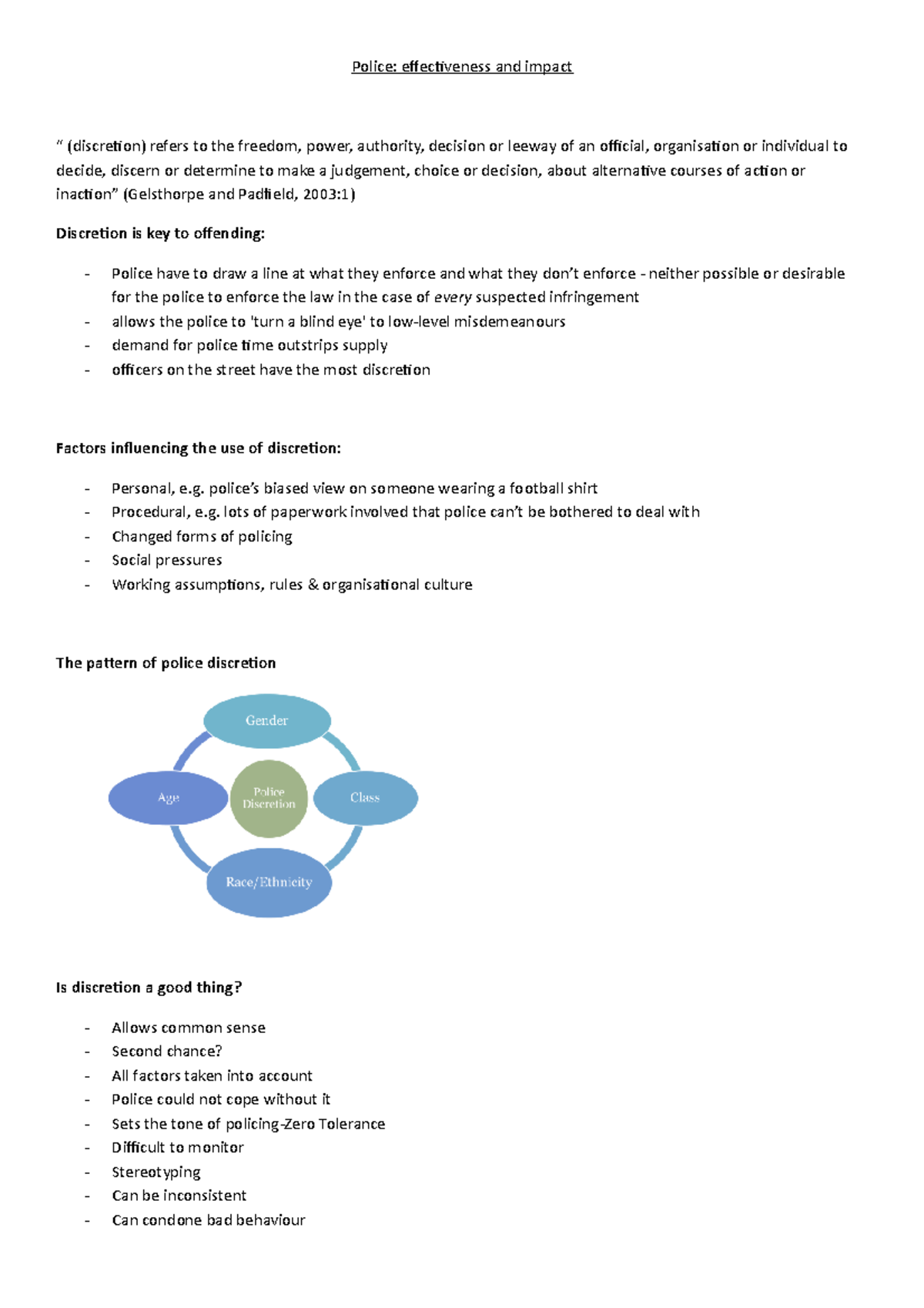 Police - effectiveness and impact - Police: effectiveness and impact ...