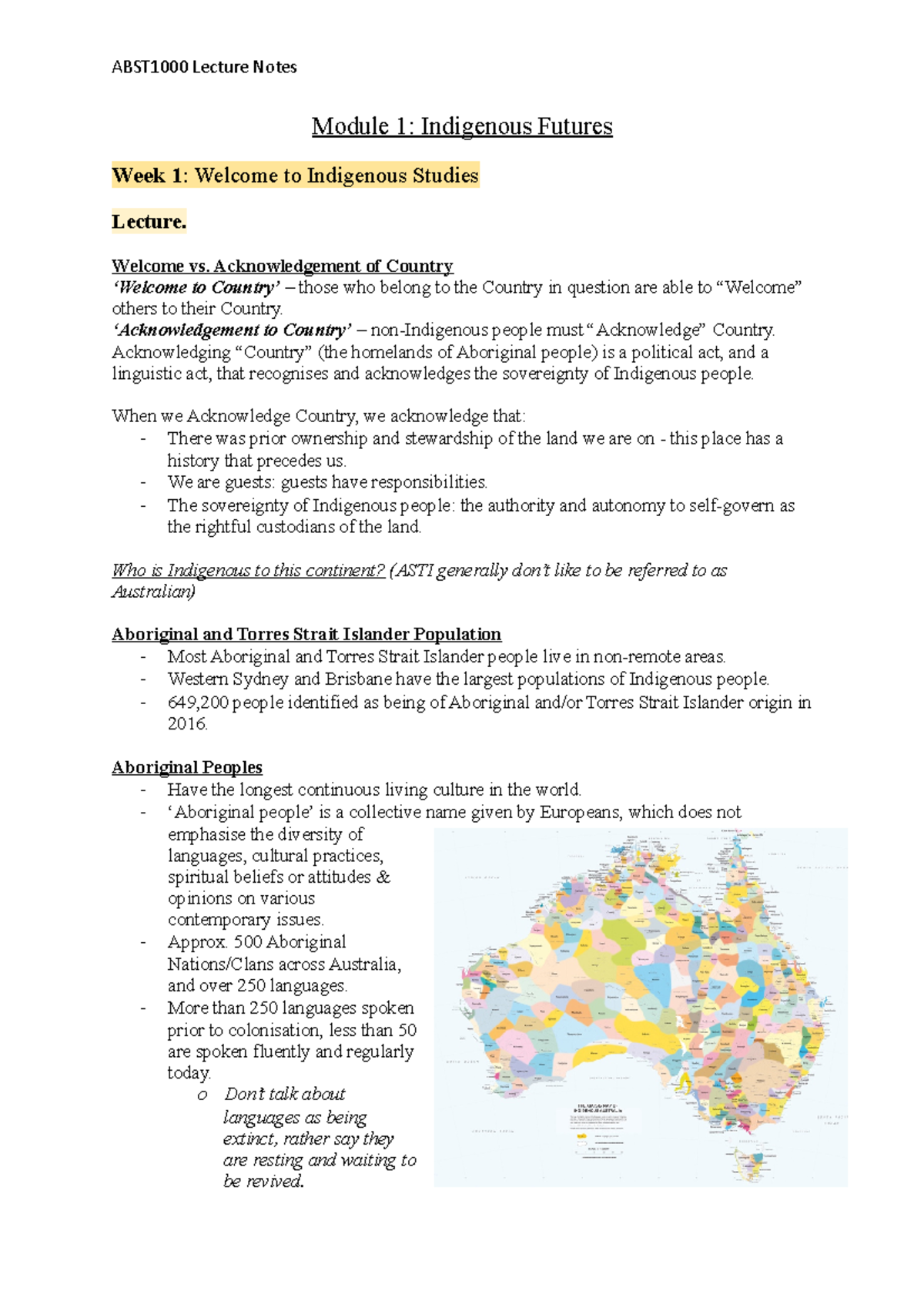 ABST100 0 - Overview Of Weeks 1-6. - Module 1: Indigenous Futures Week ...