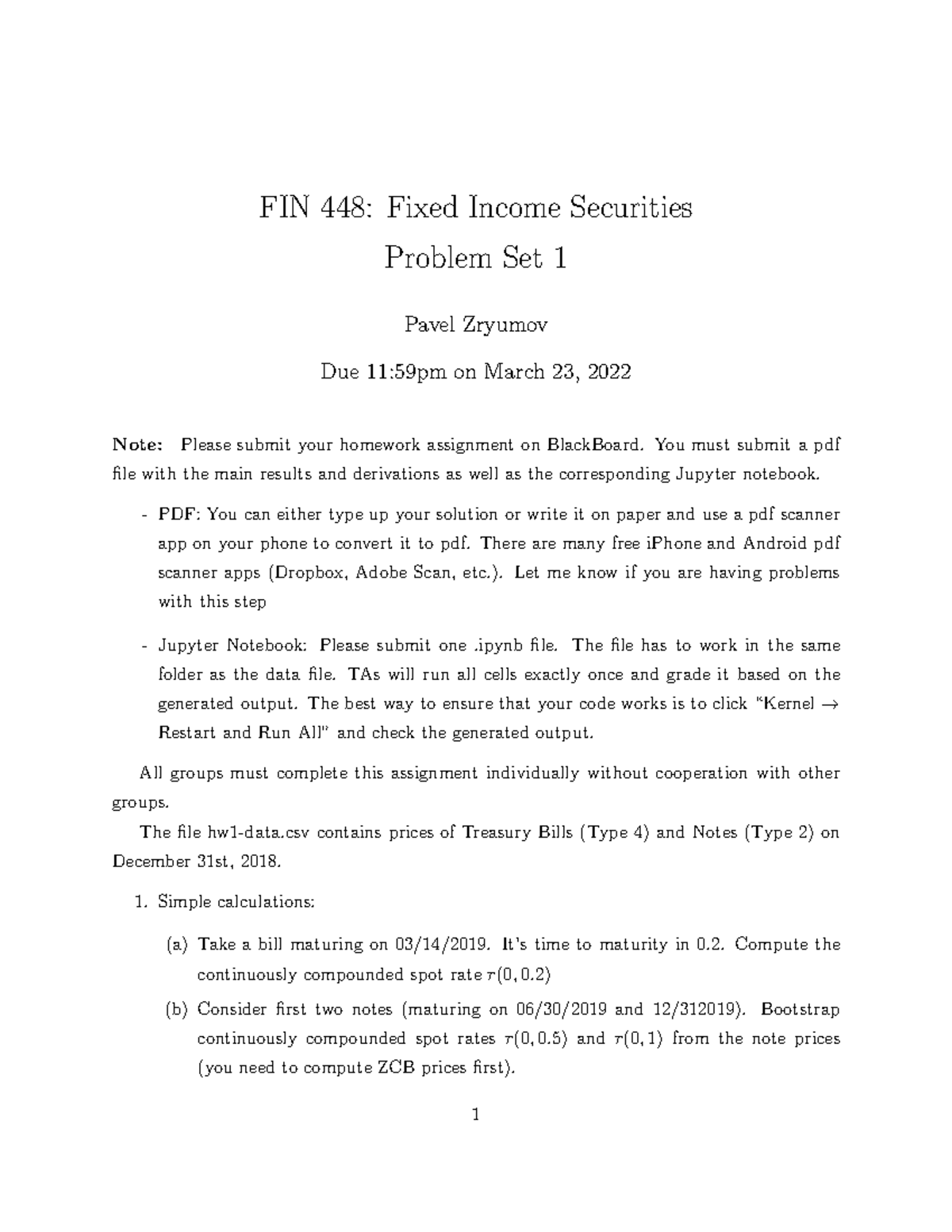 fixed-income-security-assignment-1-fin-448-fixed-income-securities