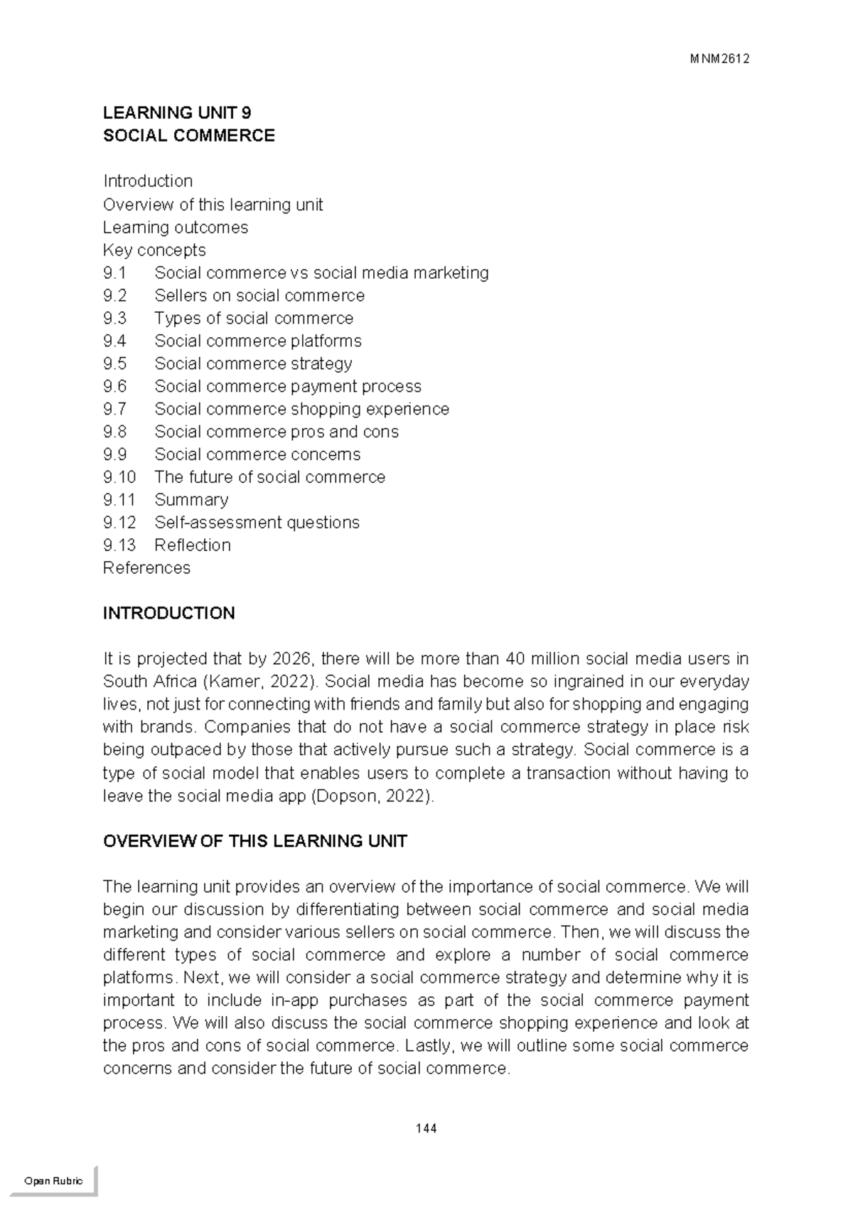 MNM2612 B0 LS05 009 - Summary E-Commerce - E-Commerce - LEARNING UNIT 9 ...