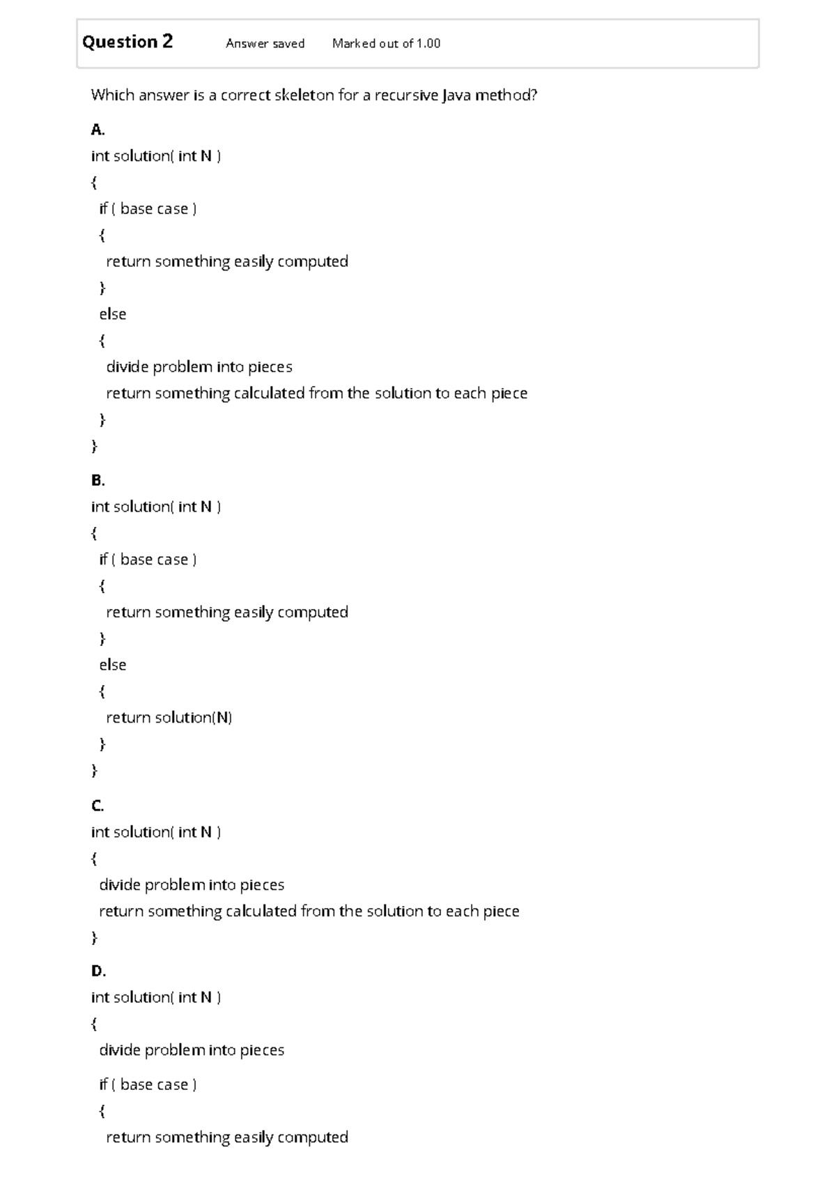 CS 1103 - AY2020-T3 Final Exam (page 1 of 3) - Question 2 Answer saved ...