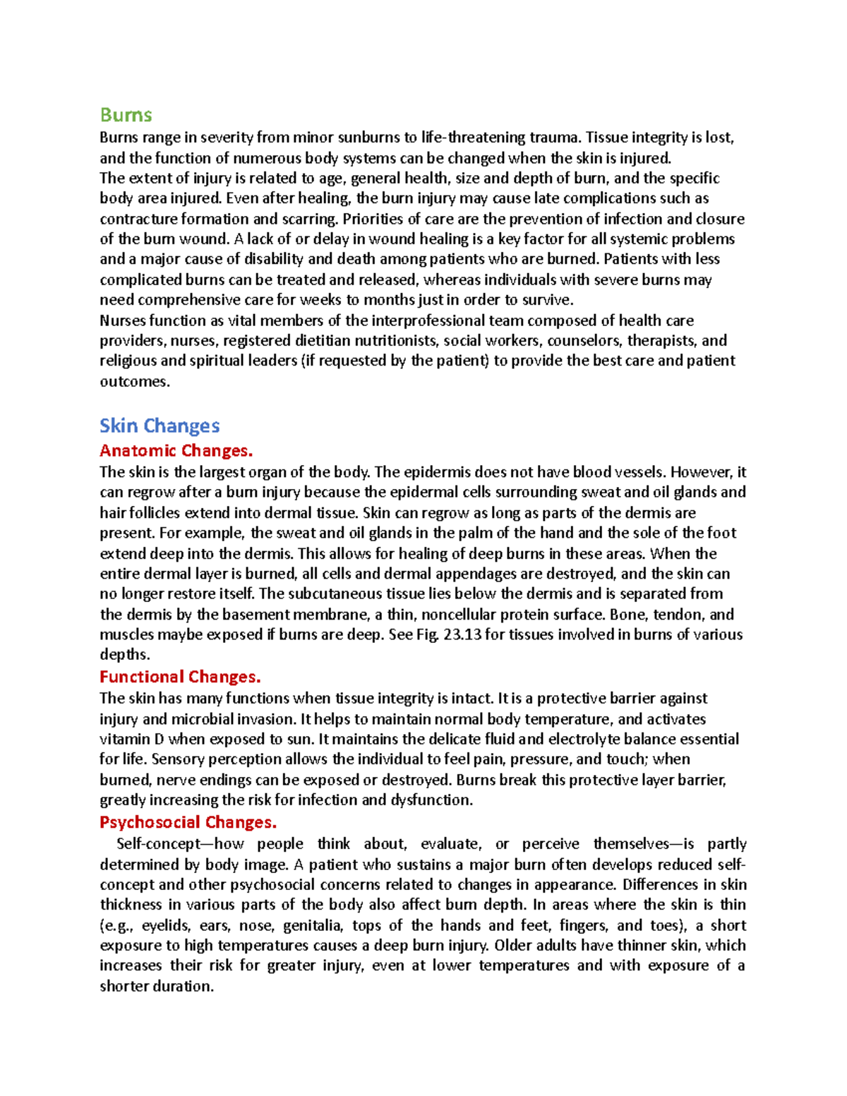 Burns pgs 460-47 - BURN info test 3 - Burns Burns range in severity ...