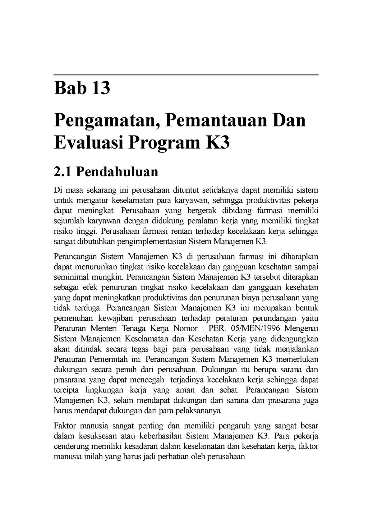 Bab 12 Pengamatan, Pemantauan Dan Evaluasi Program K3 - Bab 13 ...