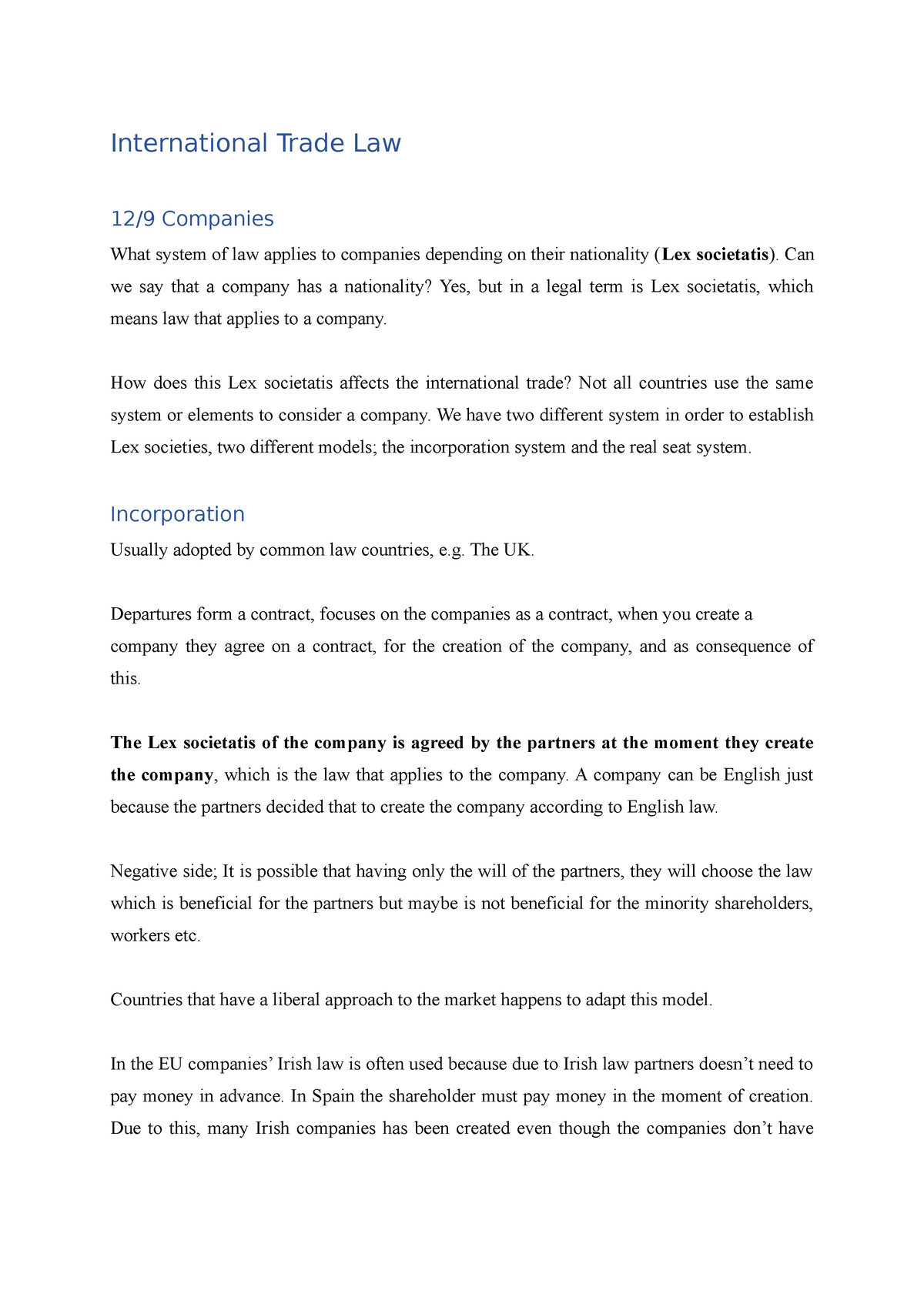 International Trade Law International Trade Law 12 9 Companies What 