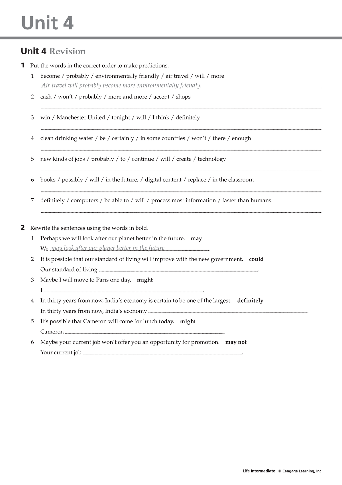 Intermediate unit4 - AAAAAAAA - Life Intermediate © Cengage Learning ...