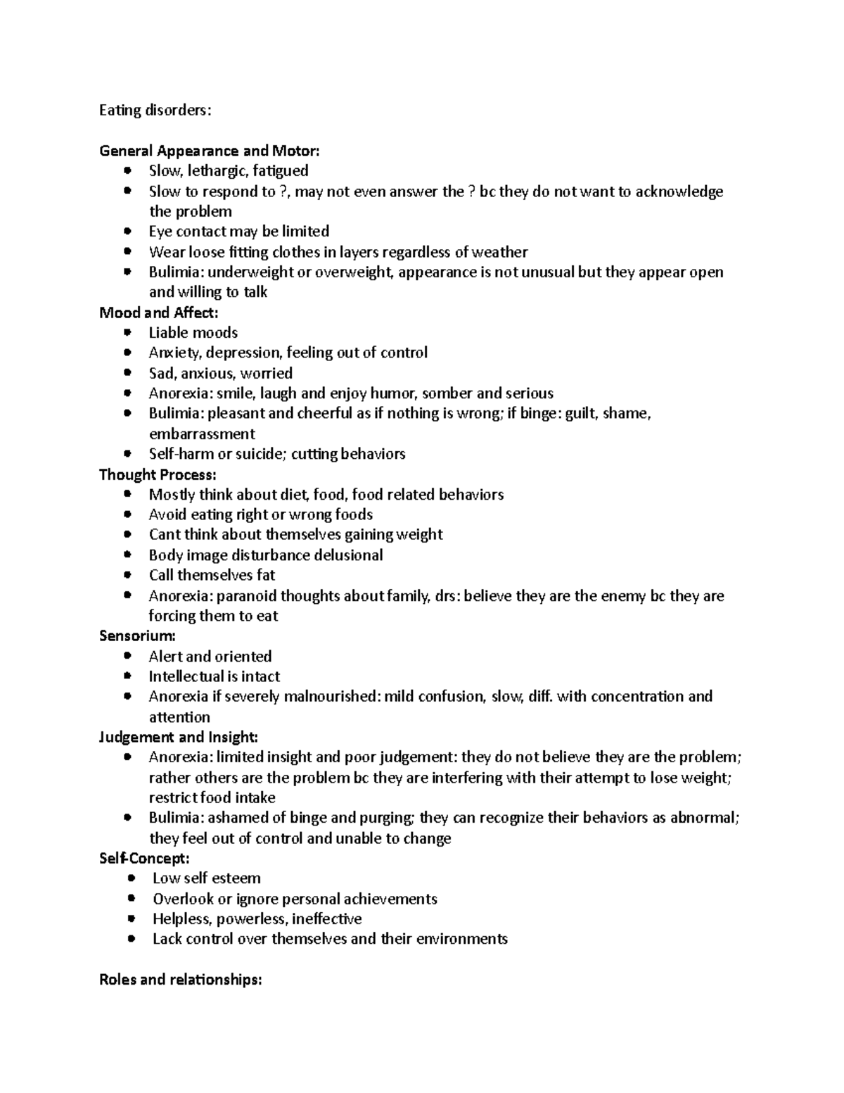 Eating disorders - Eating disorders: General Appearance and Motor: Slow ...