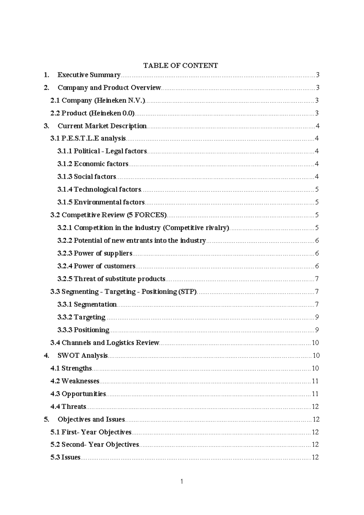 POM G2 Draft - up lay pre - TABLE OF CONTENT Executive - Studocu