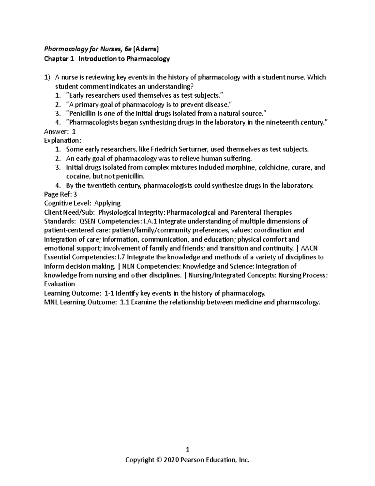 Pharmacology Ch 1 Introduction To Pharmacology Test Bank - Pharmacology ...