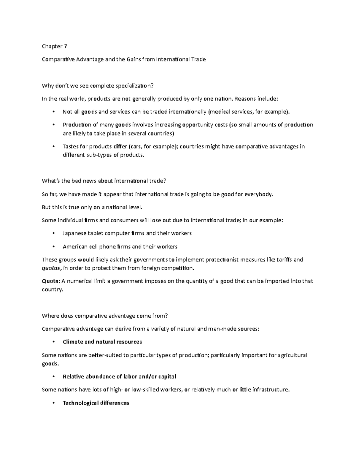 Chapter 7 Lecture Notes 3 - Chapter 7 Comparative Advantage and the ...