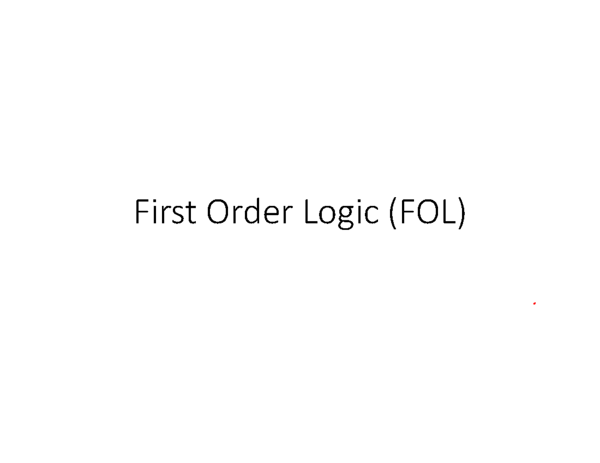 FOL - First order logic - First Order Logic (FOL) U or D Inference in ...