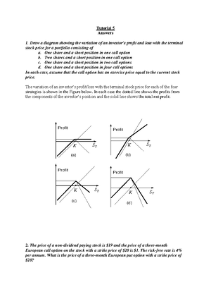 Tutorial 3 - With Answers - Tutorial 3 BSM Options Pricing And Delta ...