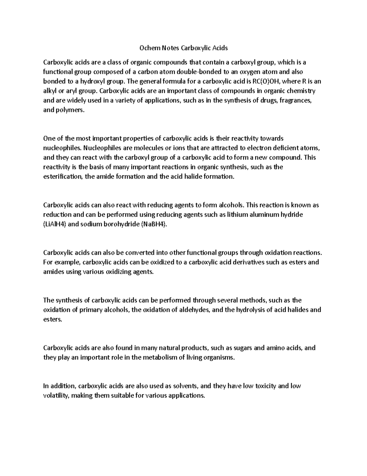 Ochem Notes Carboxylic Acids - Ochem Notes Carboxylic Acids Carboxylic ...