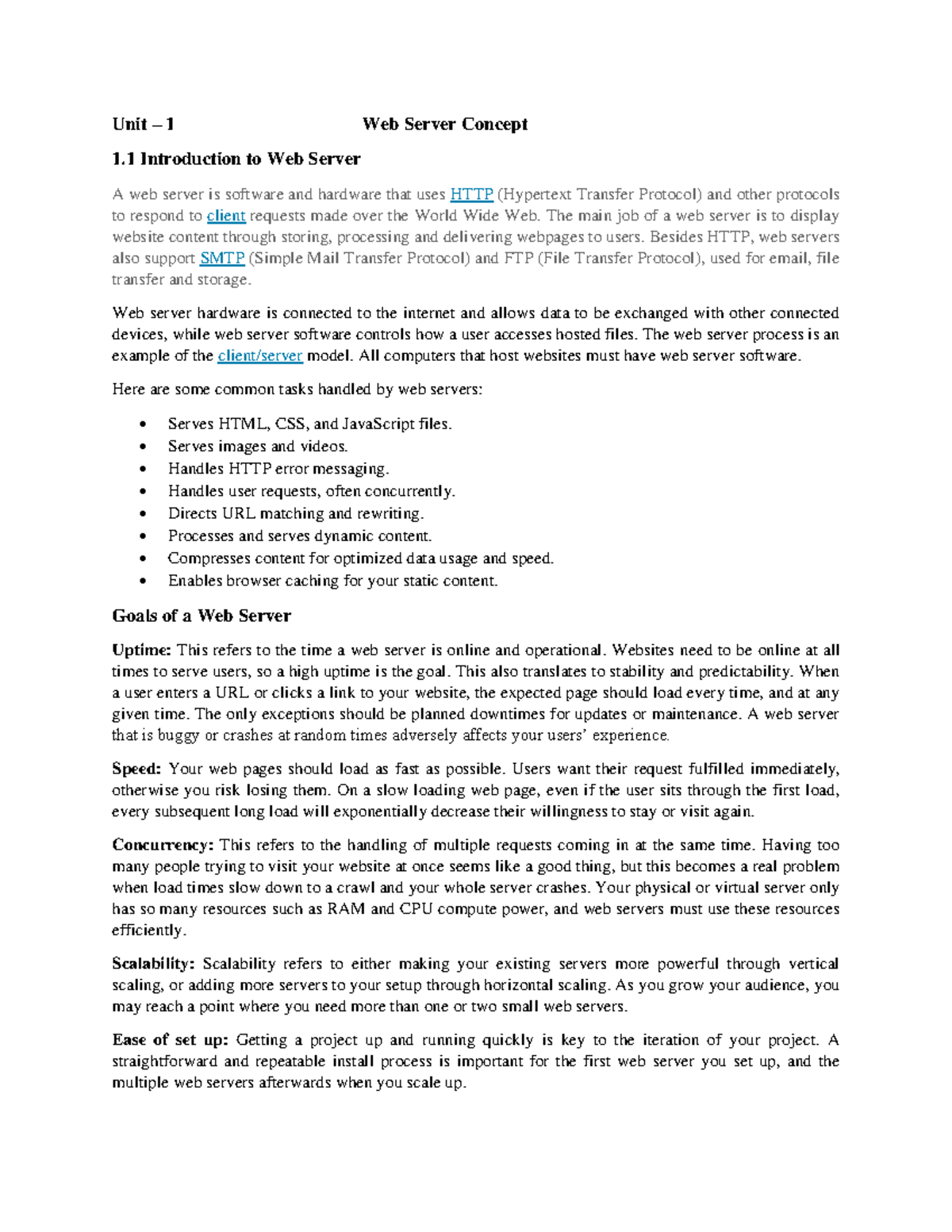 web technology II - Unit – 1 Web Server Concept 1 Introduction to Web ...